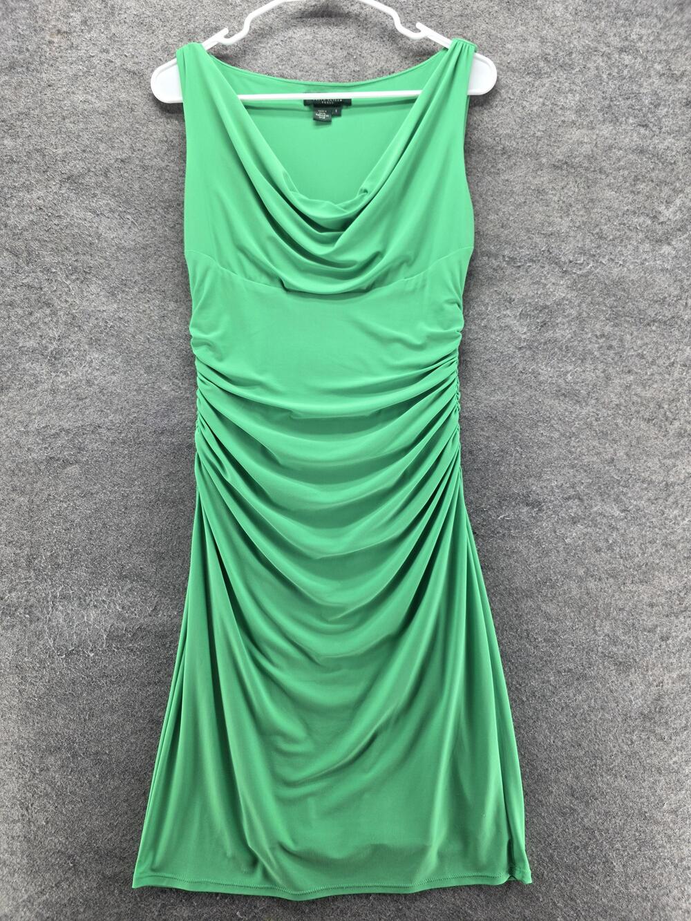 Lauren Ralph Lauren Dress Womens 6 Green Sheath Sleeveless Cowl Ruched Jersey